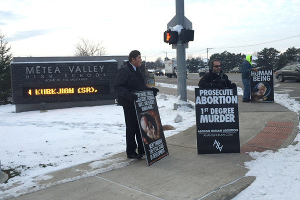 Anti-abortion protesters frustrate students