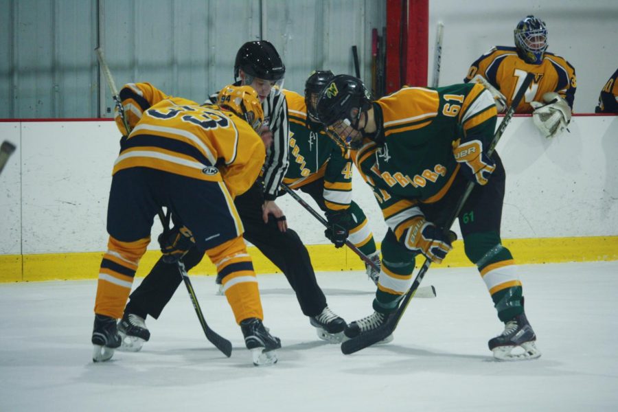 Junior Ethan Wipff faces off in the first period against Neuqua on Thursday night. 
