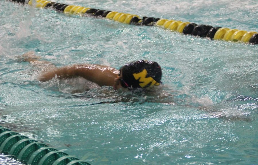 Metea Valley swimmer swims the 500 free style. 