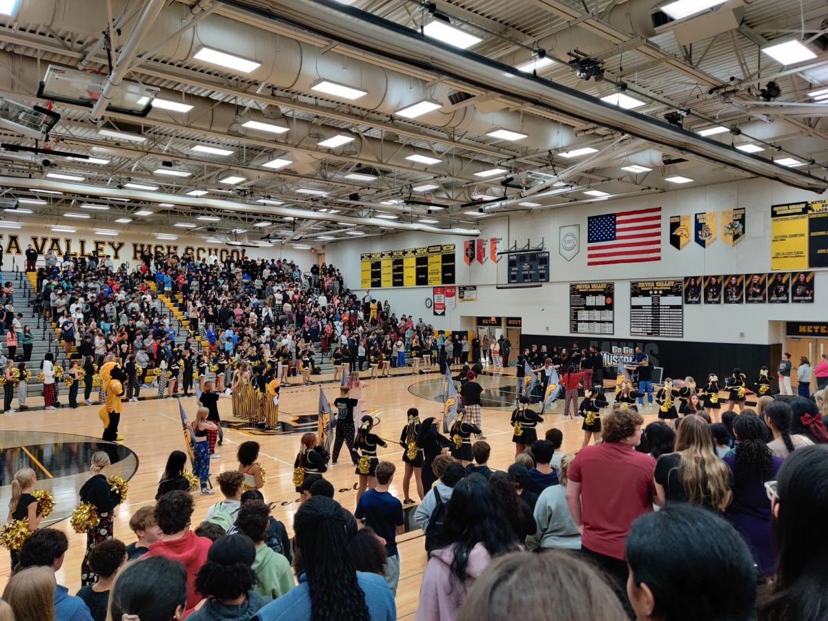 The first homecoming week assembly cheers up Metea students.
