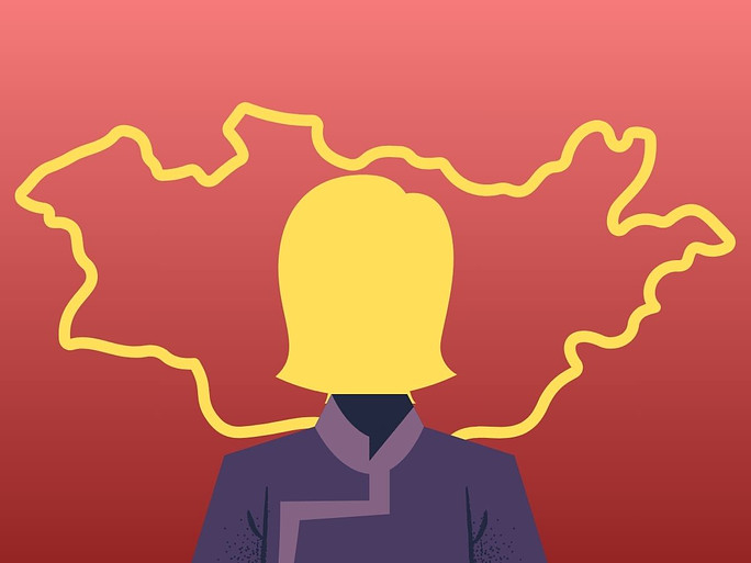 The silhouette is meant to represent me wearing my traditional  clothing and my background being Mongolian.