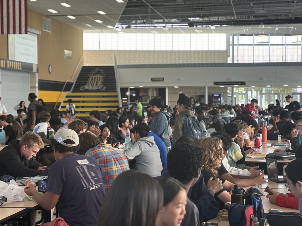 Freshman lunch is split between lunch time and study hall.