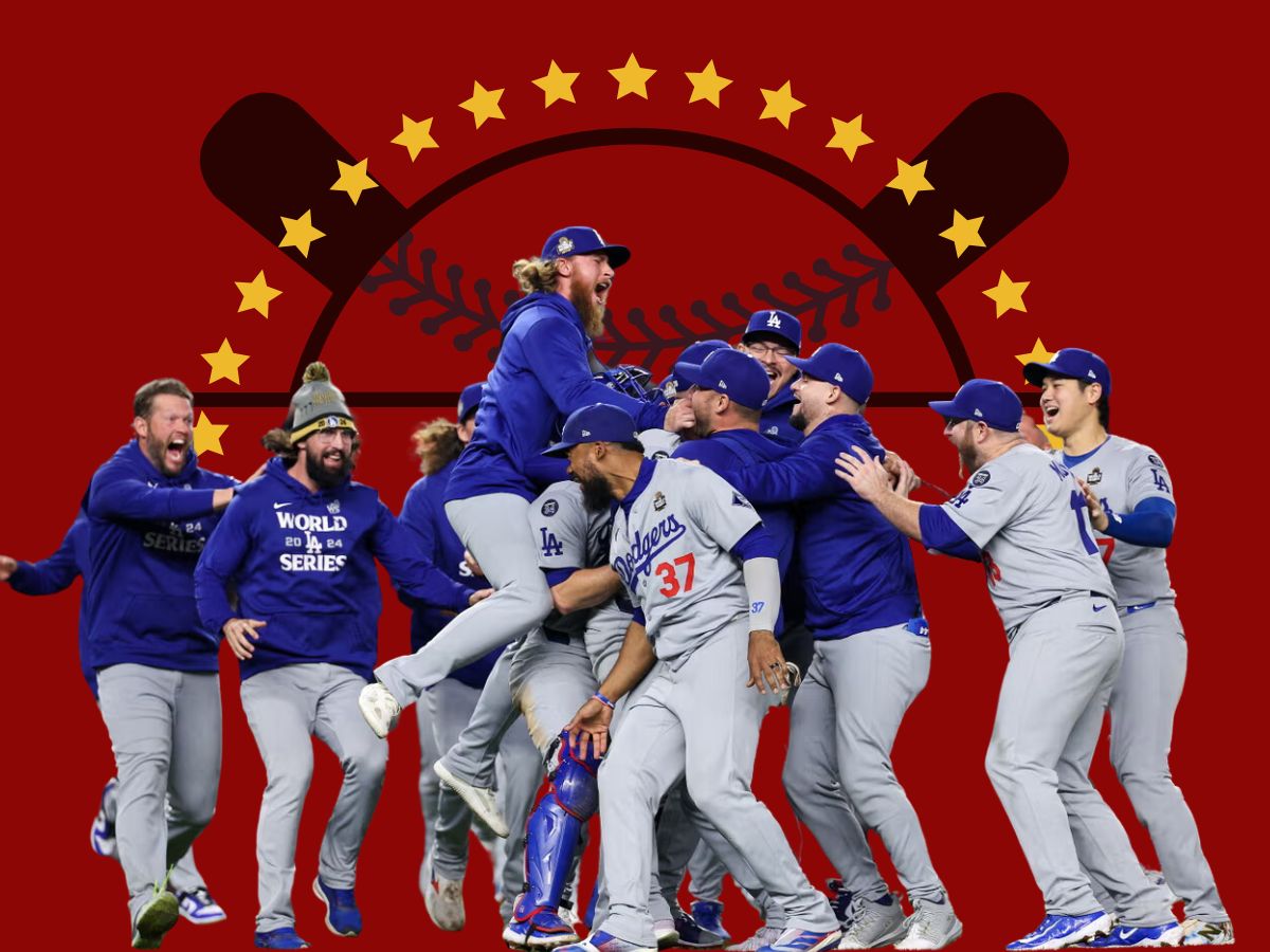 Image from The Guardian.
The Los Angeles Dodgers celebrate their victory in the World Series.

