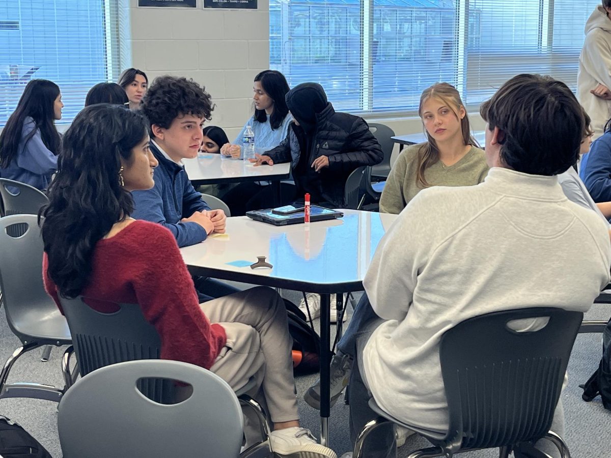 Students broke up into smaller groups to discuss different political topics.