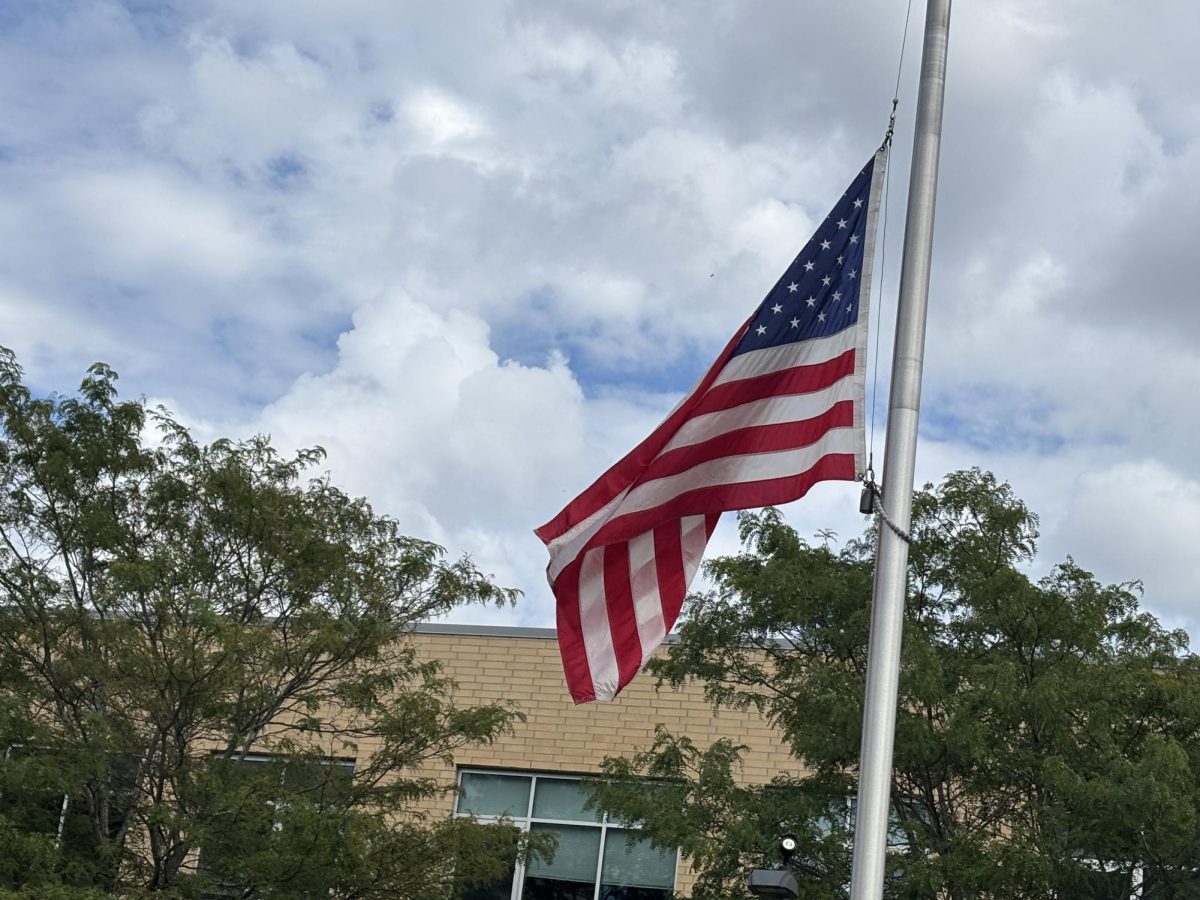 Flags around Metea Valley are still found at half mast.